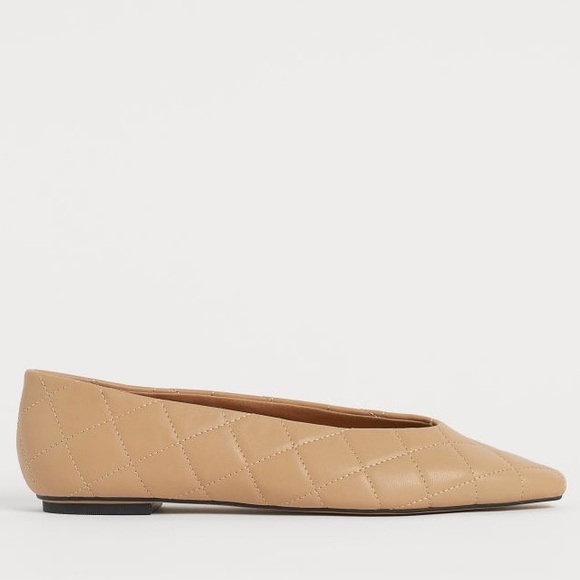 New H&M Quilted Flats Beige